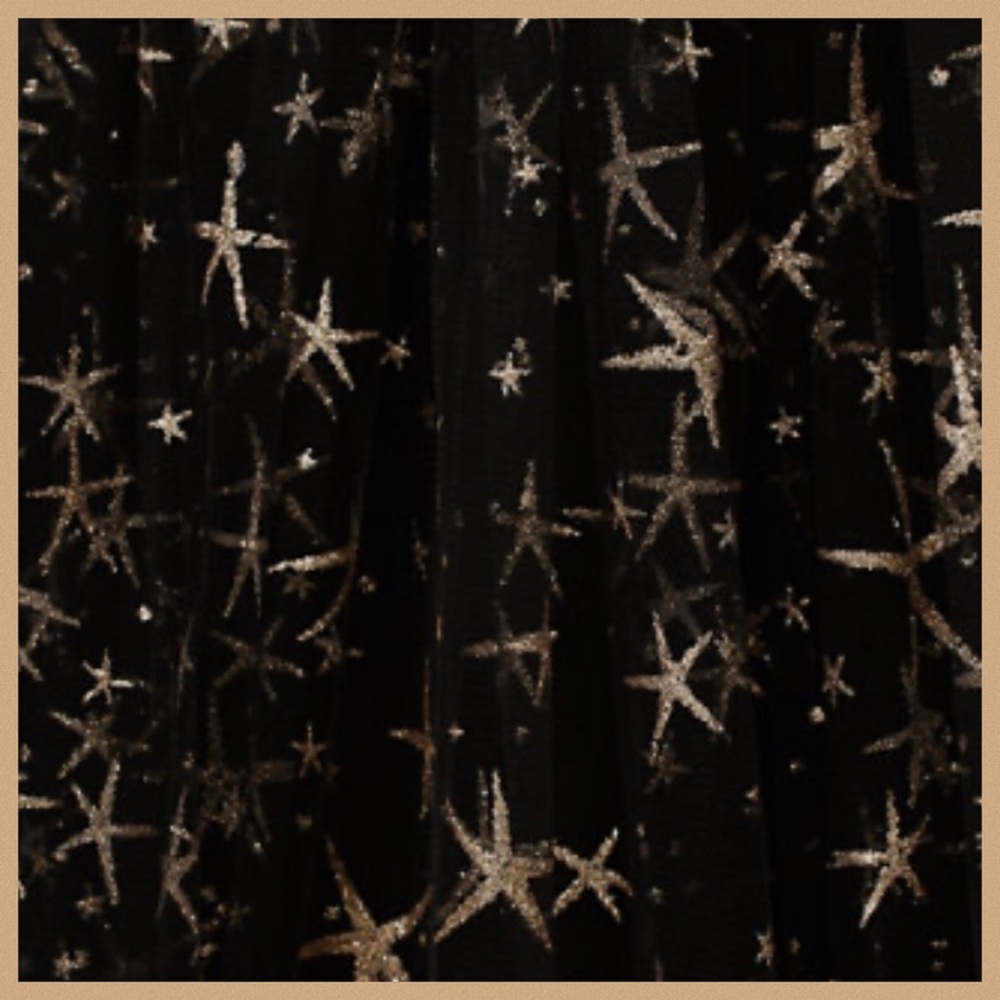 Joanna August x BHLDN Brenda 2 Black Gold Celestial Star Tulle Strapless Maxi - Picture 7 of 10